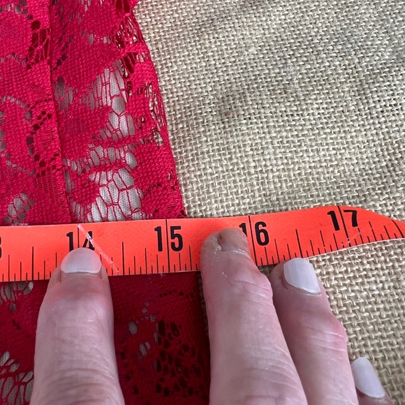 Julian Taylor Red Sleeveless Fit and Flare Lace Overlay Dress - Picture 9 of 10